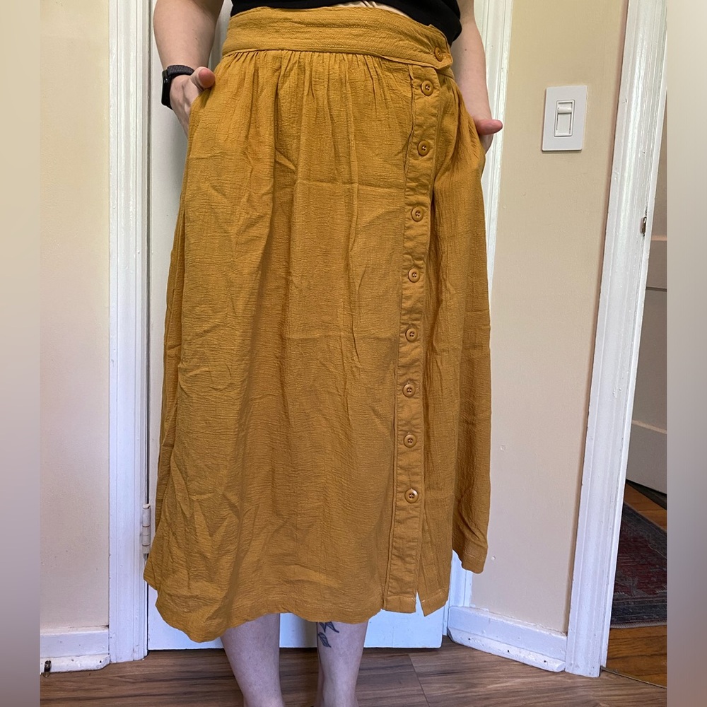 Roolee mustard midi skirt *with pockets!*